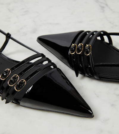 Dolce & Gabbana Patent Leather Slingback Ballet Flats In Black