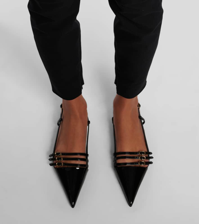 Dolce & Gabbana Patent Leather Slingback Ballet Flats In Black