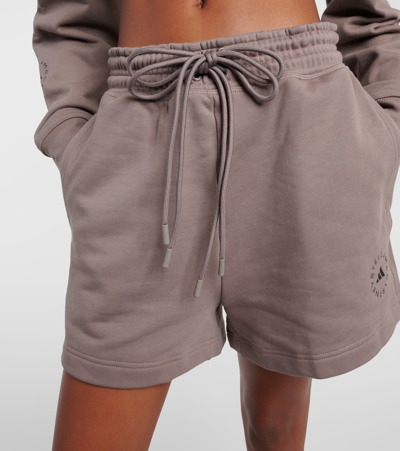 Shop Adidas By Stella Mccartney Truecasuals Cotton Terry Shorts In Brown