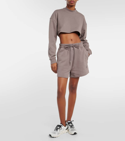 Shop Adidas By Stella Mccartney Truecasuals Cotton Terry Shorts In Brown