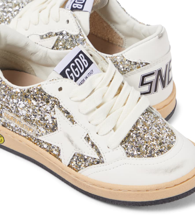 Golden Goose Ball Star Leather And Glitter Sneakers In White
