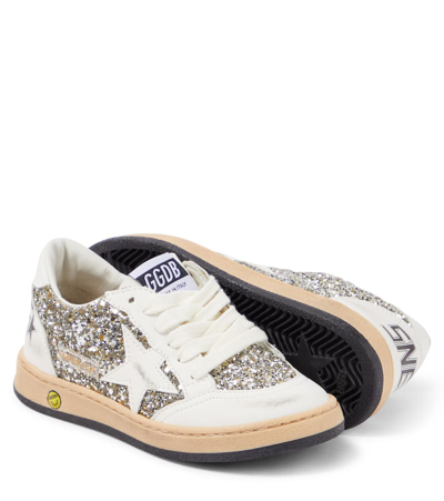 Shop Golden Goose Ball Star Leather And Glitter Sneakers In White