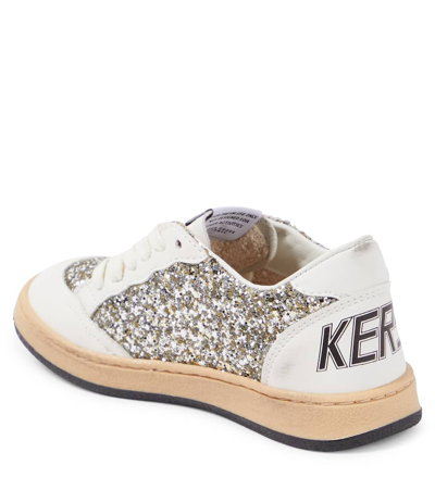 Golden Goose Ball Star Leather And Glitter Sneakers In White