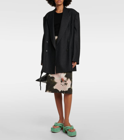 Dries Van Noten Suede Platform Thong Sandals In Turquoise