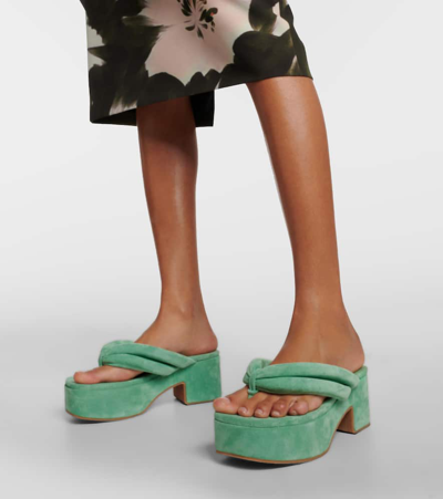Shop Dries Van Noten Suede Platform Thong Sandals In Turquoise