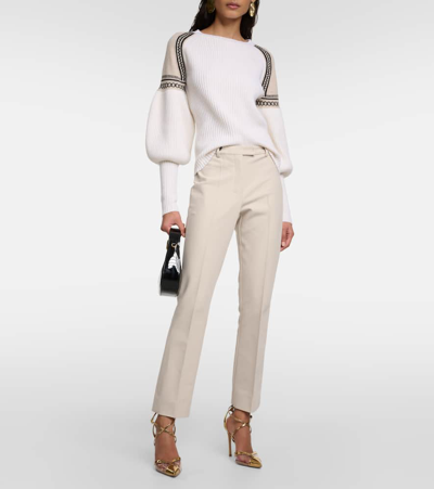 S Max Mara Cotton And Viscose Trousers Fatina In White