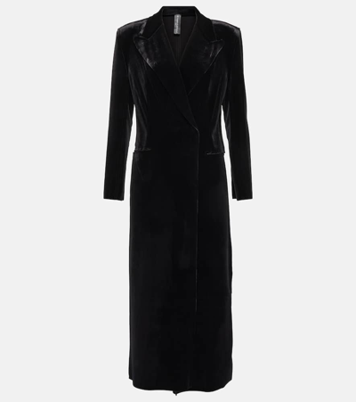 Shop Norma Kamali Velvet Coat In Black