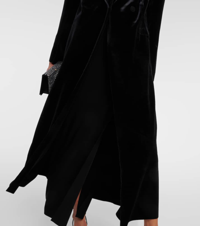 Shop Norma Kamali Velvet Coat In Black