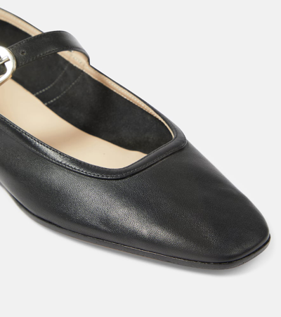 Le Monde Beryl Leather Mary Jane Ballerina Flats In Black