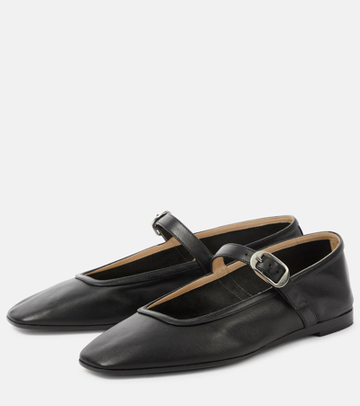 Le Monde Beryl Leather Mary Jane Ballerina Flats In Black