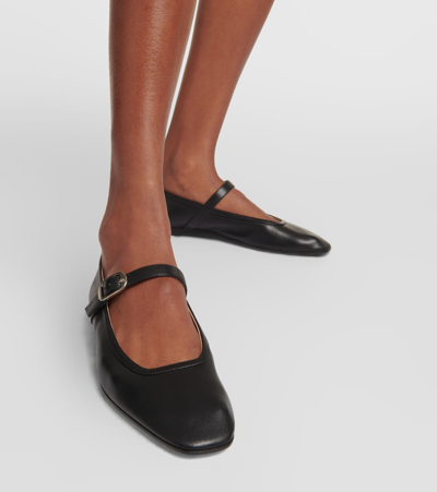 Le Monde Beryl Leather Mary Jane Ballerina Flats In Black