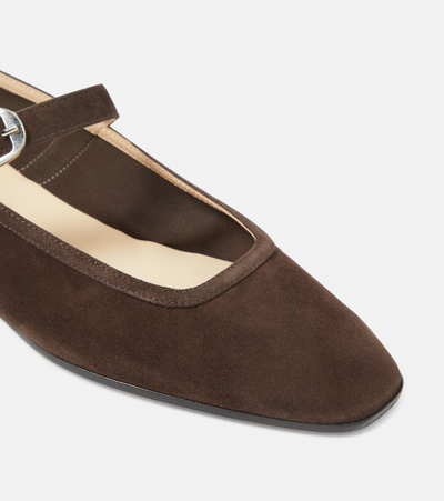 Shop Le Monde Beryl Suede Mary Jane Ballet Flats In Brown