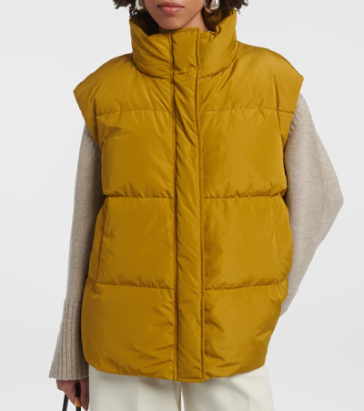 Shop Max Mara The Cube Taffil Down Vest In Yellow