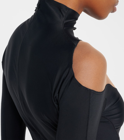 Shop Mugler Cutout Bodysuit In Black