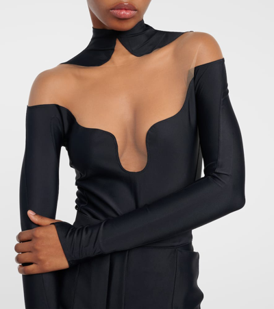 Shop Mugler Cutout Bodysuit In Black