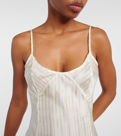 Shop Attico Striped Satin Slip Dress In White