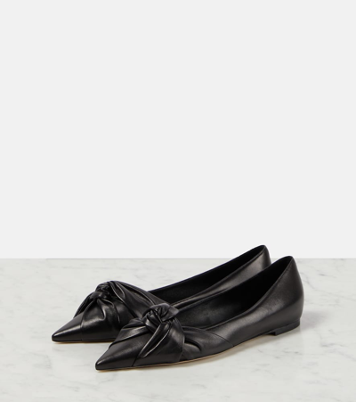 Shop Jimmy Choo Hedera Leather Ballet Flats In Black