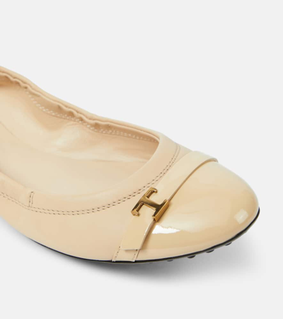 Shop Tod's Leather Ballet Flats In White