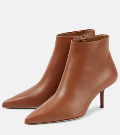 Shop Max Mara Leather Ankle Boots In Brown