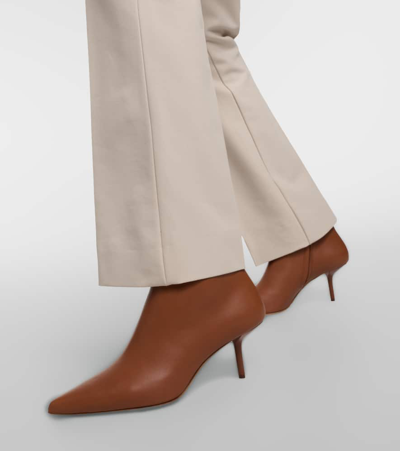 Shop Max Mara Leather Ankle Boots In Brown