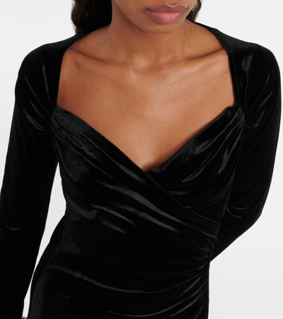 Shop Norma Kamali Asymmetric Velvet Gown In Black
