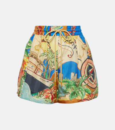 Shop Zimmermann Alight Printed Silk Shorts In Multicoloured