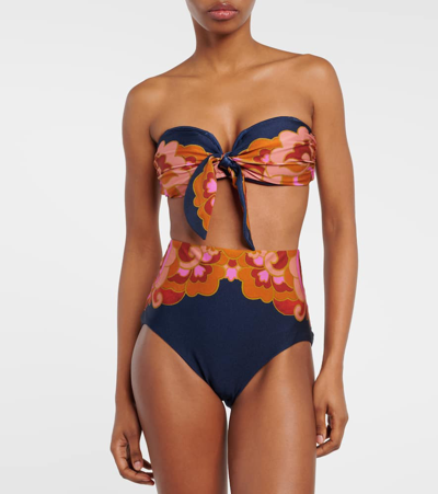 Shop Zimmermann Acadian Printed Bandeau Bikini Top In Multicoloured