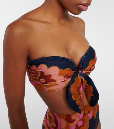 Shop Zimmermann Acadian Printed Bandeau Bikini Top In Multicoloured