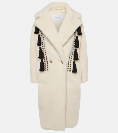 Shop Max Mara Demetra Teddy Bear Icon Embroidered Coat In White