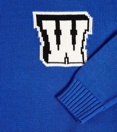 Shop Off-white Logo Cotton Sweater In Blue