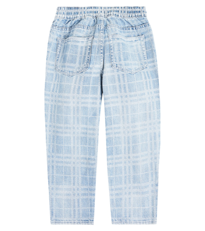 Shop Burberry Check Jeans In Blue