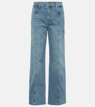 Shop Frame Le Slim Palazzo High-rise Jeans In Blue