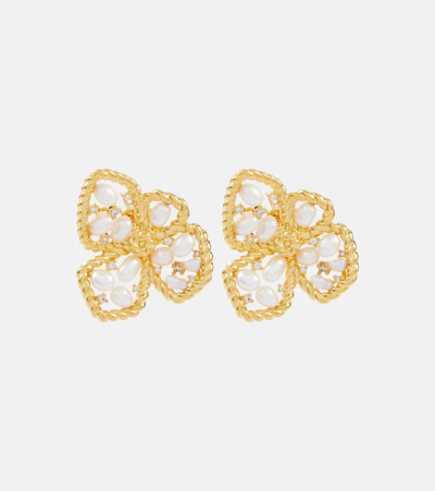 Shop Zimmermann Bloom Embellished Earrings In Gold