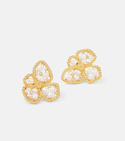 Shop Zimmermann Bloom Embellished Earrings In Gold