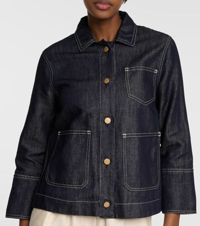 Shop 's Max Mara Ella Cotton And Linen Jacket In Blue