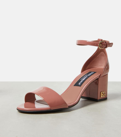 Shop Dolce & Gabbana Patent Leather Sandals In Pink