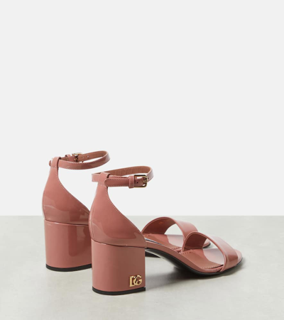 Shop Dolce & Gabbana Patent Leather Sandals In Pink