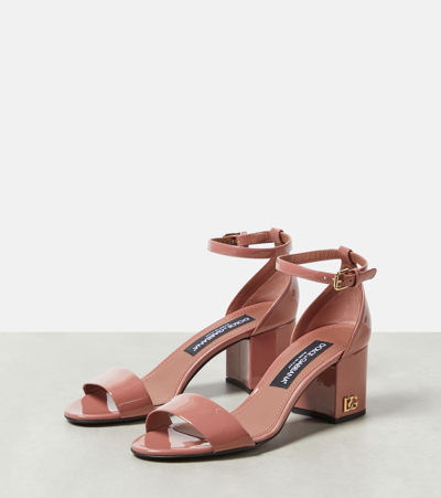 Shop Dolce & Gabbana Patent Leather Sandals In Pink