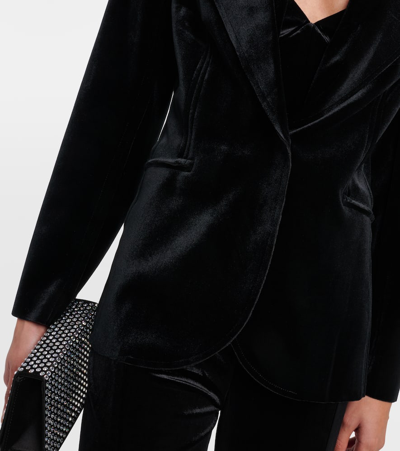 Shop Norma Kamali Velvet Blazer In Black