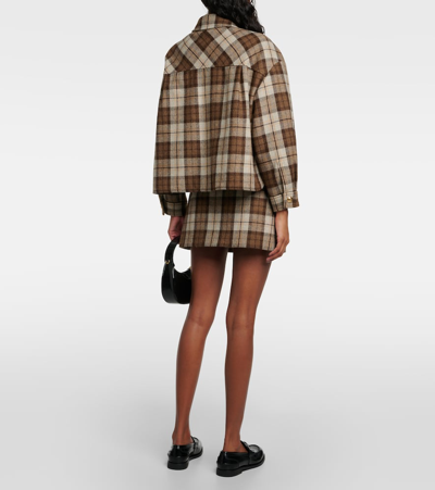 Miu Miu Checked Wool-blend Jacket In Brown