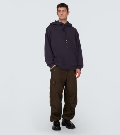 Shop Dries Van Noten Cotton Jersey Hoodie In Blue