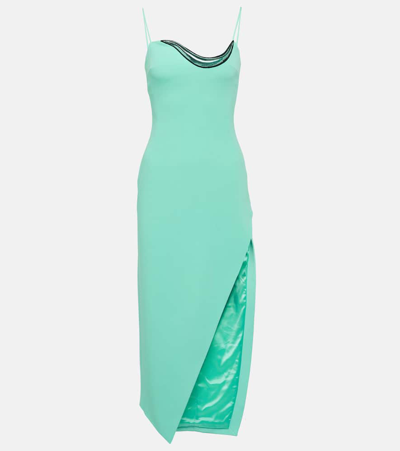 David Koma High Slit  Midi Dress In Blue