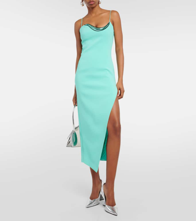 David Koma High Slit  Midi Dress In Blue