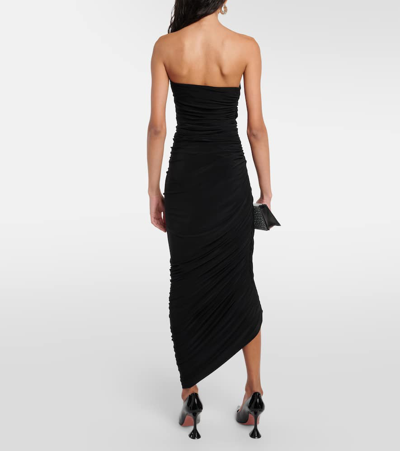 Shop Norma Kamali Diana Strapless Jersey Midi Dress In Black