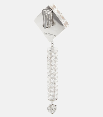 Alessandra Rich Crystal Earrings W/ Pendant In Multicoloured