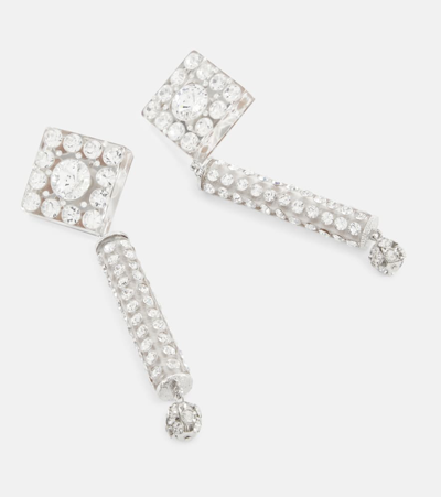 Alessandra Rich Crystal Earrings W/ Pendant In Multicoloured