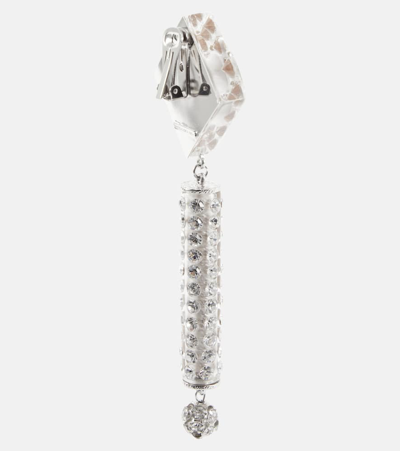 Alessandra Rich Crystal Earrings W/ Pendant In Multicoloured