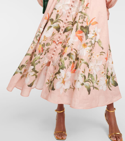 Shop Zimmermann Lexi Floral Linen Maxi Dress In Pink