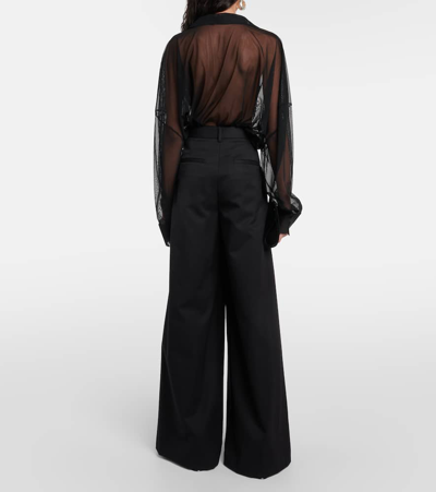 Shop Norma Kamali Semi-sheer Mesh Bodysuit In Black