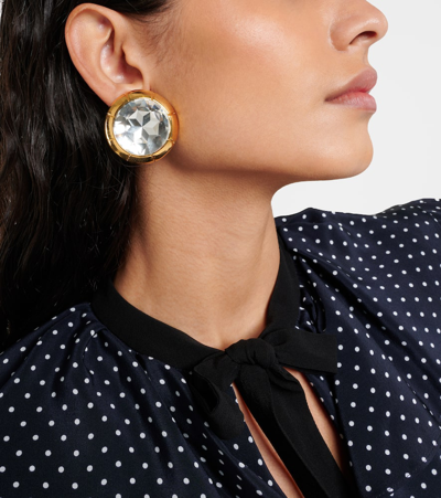 Shop Alessandra Rich Crystal-embellished Clip-on Earrings In Multicoloured